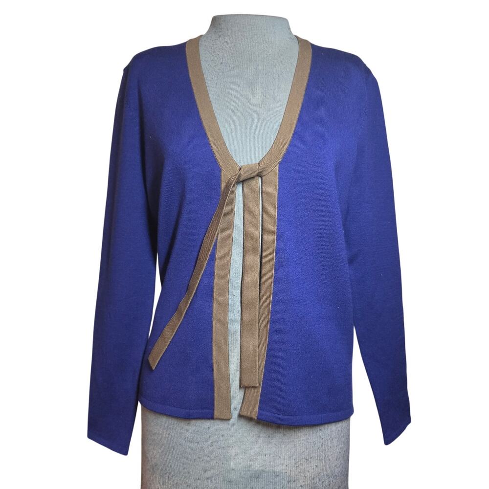 Blue Silk Blend Open Front Cardigan Sweater Size 8